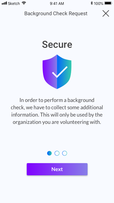 screen for onboarding for background check request